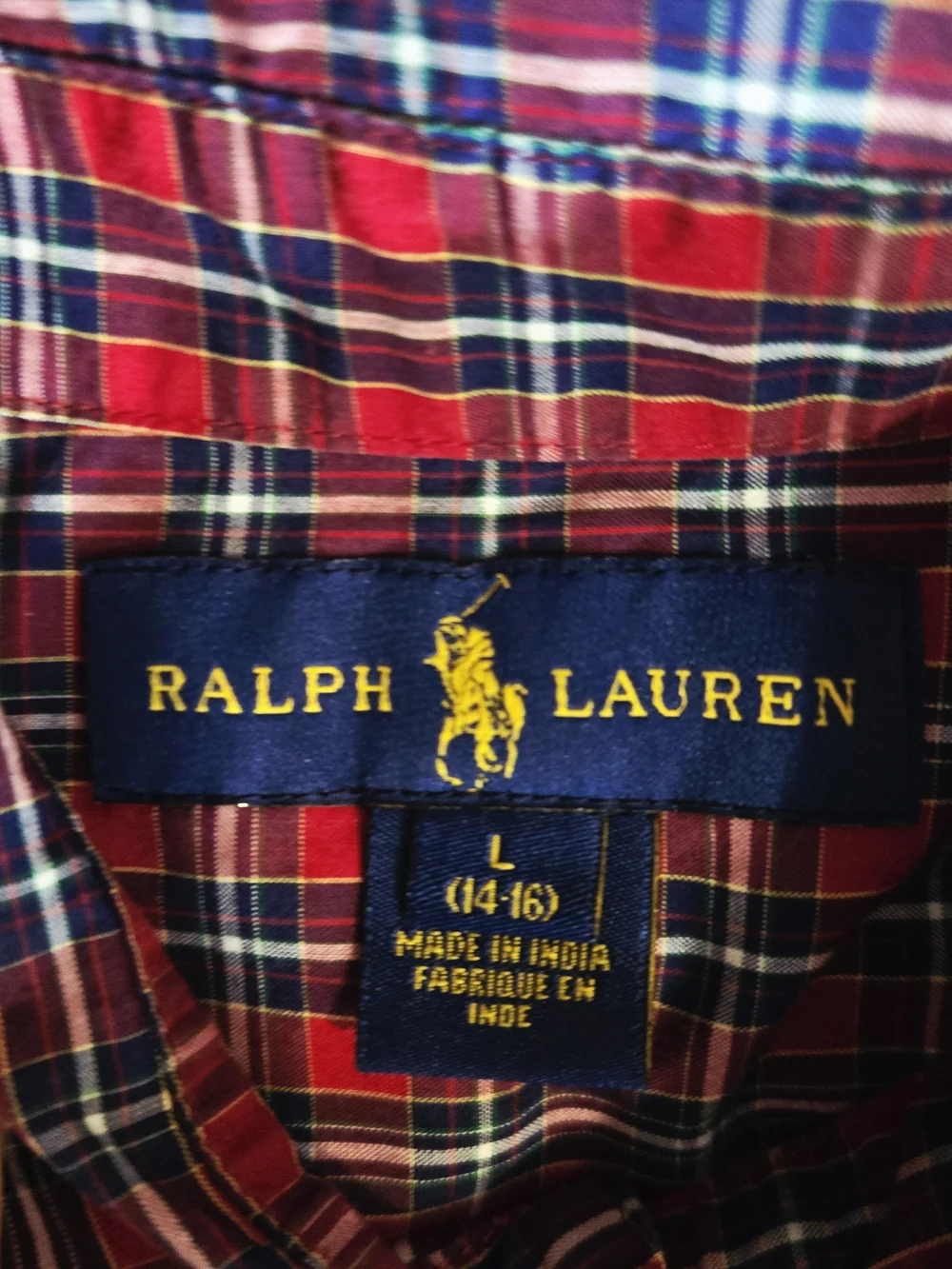 Ralph Lauren Red, Navy & White Plaid Button-Down Shirt (Boys)
